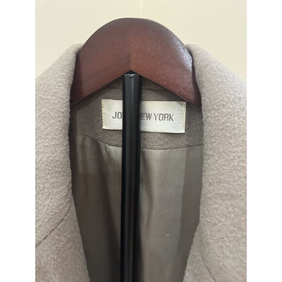 VTG Y2K Jones New York Oversized Wool Trench Coat Women’s L Long Tan 90s 00s - Picture 2 of 6